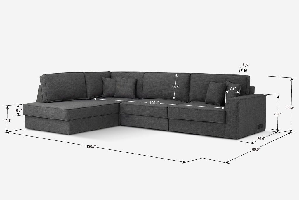 Switch Queen Sleeper Sectional with Storage Chaise